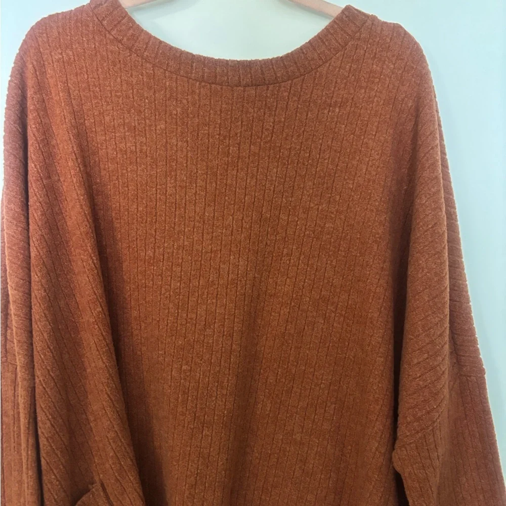 ChicSoul 1XL Rust Oversized Scoop Neck Sweater Cozy Fall Knit Pullover